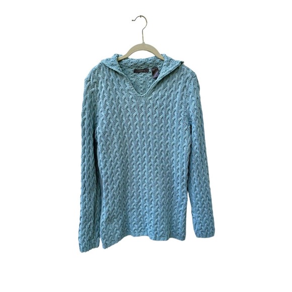 Liz Claiborne Sweater Sz Med Cable Knit textured V Neck Pullover coastal grandma - Picture 1 of 13